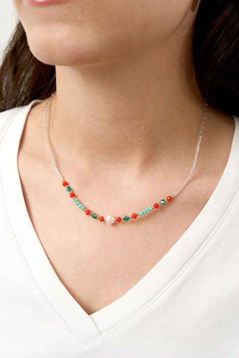 Heliophilia Silver Collar de Metal Multicolor con Diseño de Cuentas Heliophilia Silver Collar de Metal Multicolor con Diseño de Cuentas
